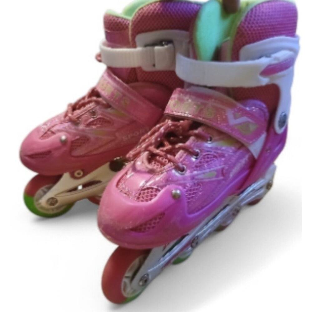Kids Feimohuan Inline Skates. Sizes 35-38. Fuschia/White/Lime.